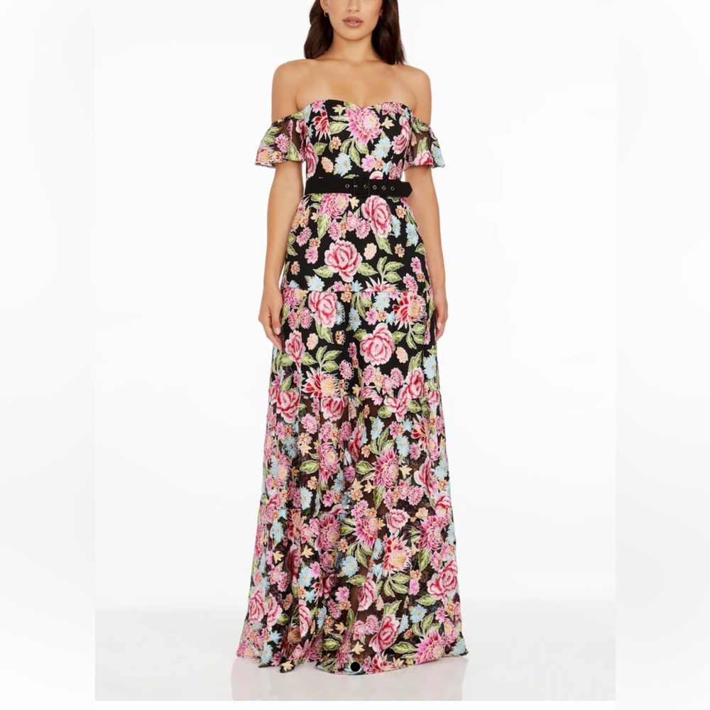 Dress the Population Strapless Floral Maxi Dress